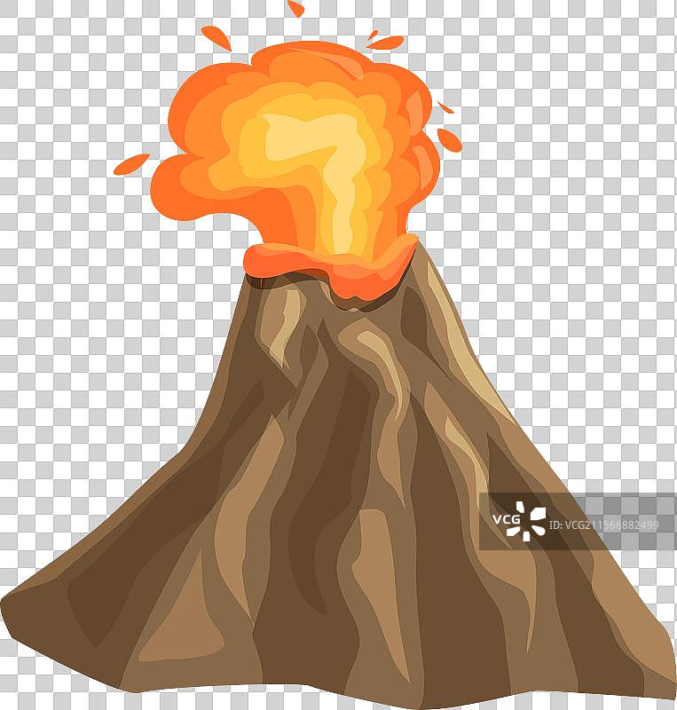 棕色火山喷发，熔岩岩石四溅图片素材