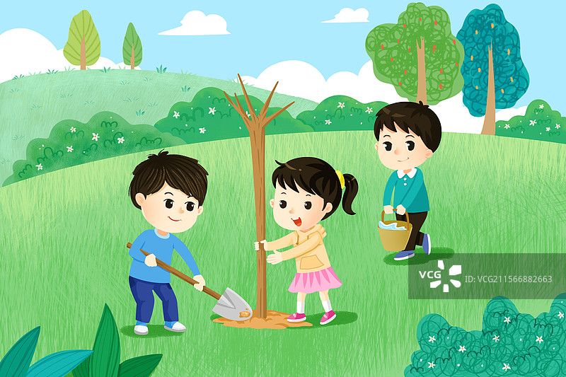 插画植树节图片素材