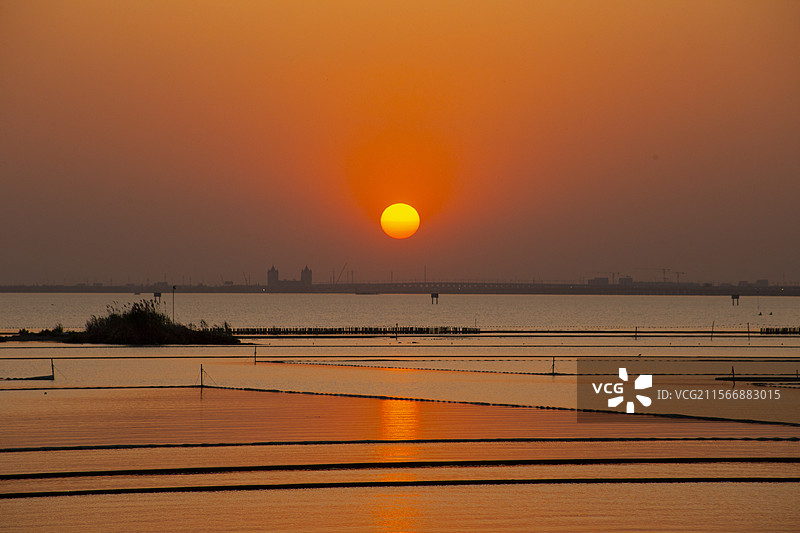 常州隔湖公园日落图片素材