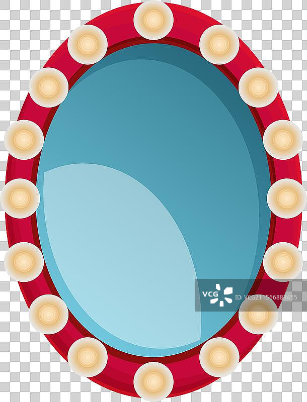 椭圆形化妆镜周围亮着灯泡图片素材