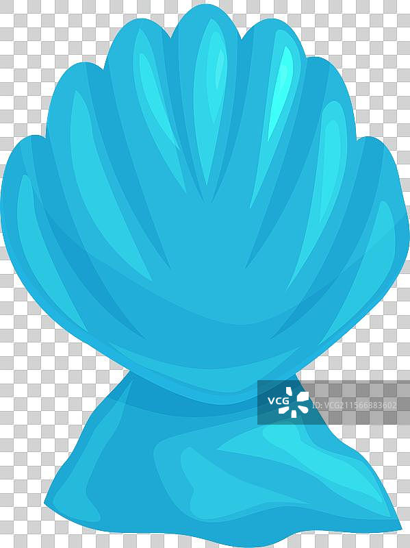 蓝色扇贝海螺直立的卡通形象图片素材