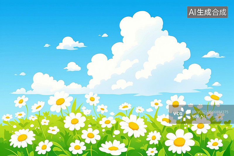 【AI数字艺术】美丽的夏日雏菊草地图片素材