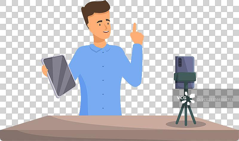 博主使用平板电脑录制视频博客图片素材