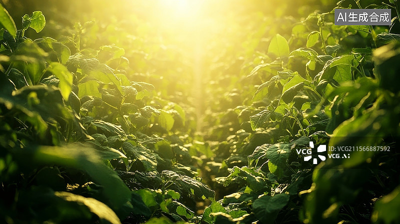 【AI数字艺术】阳光照耀的绿地图片素材