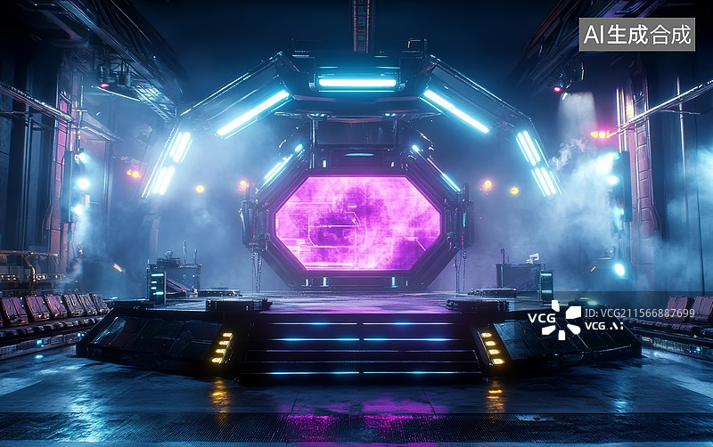 【AI数字艺术】未来感传送门舞台图片素材