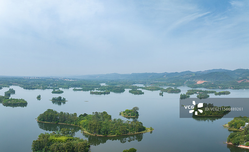 成都三岔湖景区航拍风光图片素材