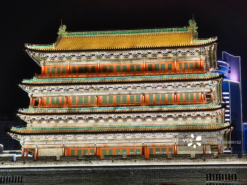 太原首义门夜景图片素材