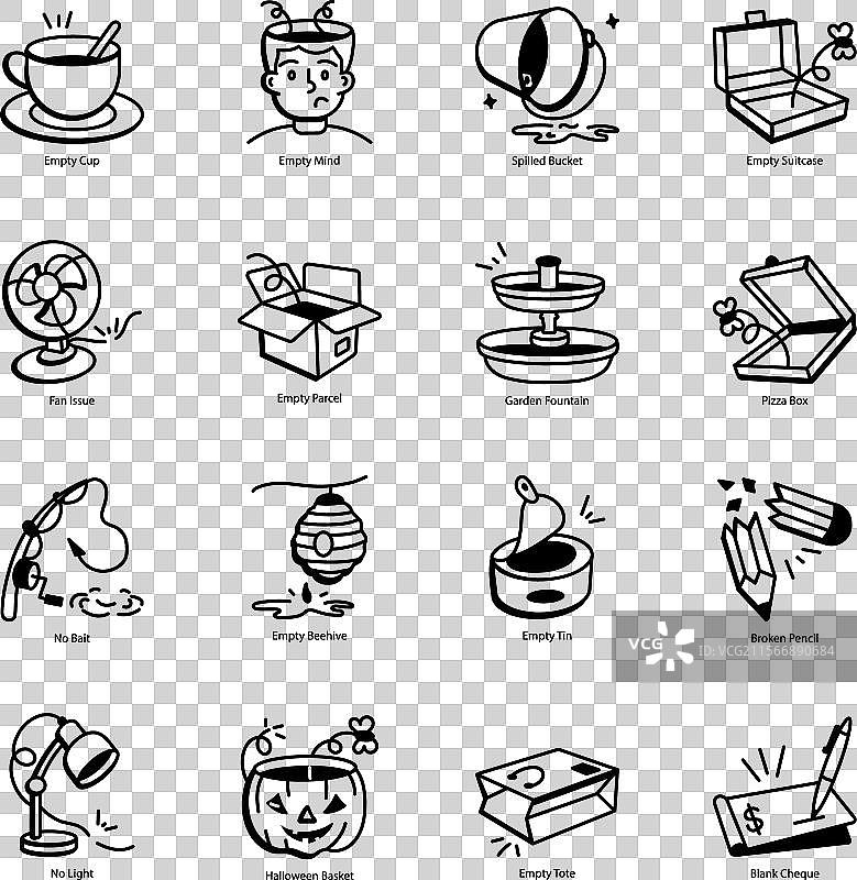 16个问题涂鸦图标合集图片素材