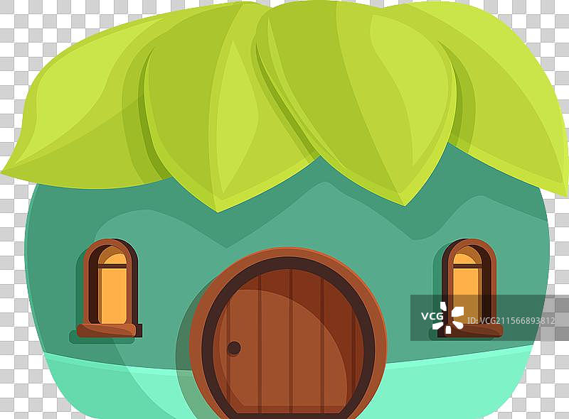 绿色幻想房屋，叶子屋顶静静等待着图片素材