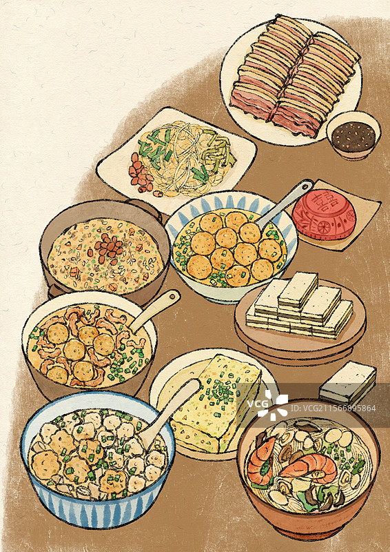 福建莆田美食国风插画图片素材
