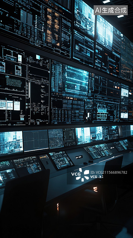 【AI数字艺术】生产监控调度室内智能中控大屏监控生产线状态图片素材