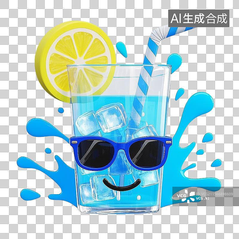 【AI数字艺术】3d夏日冰凉柠檬饮料元素图片素材