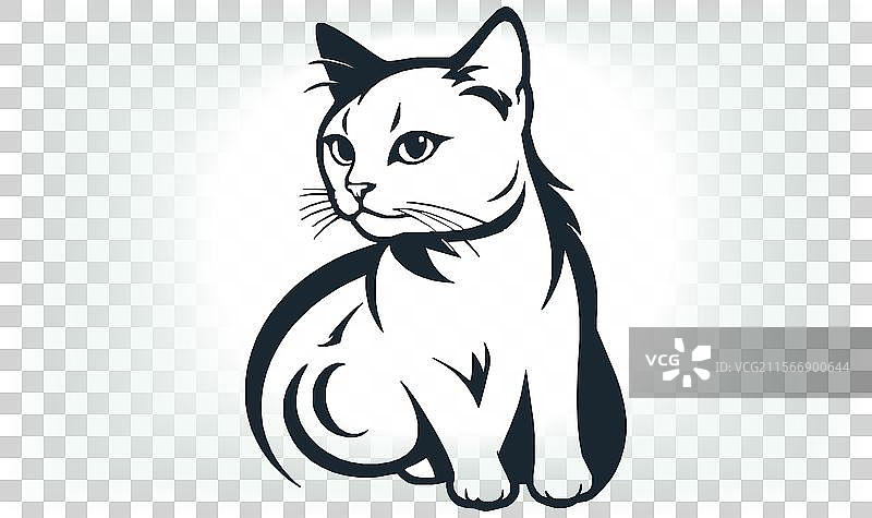 猫的剪影图标和标志，适合所有猫爱好者图片素材