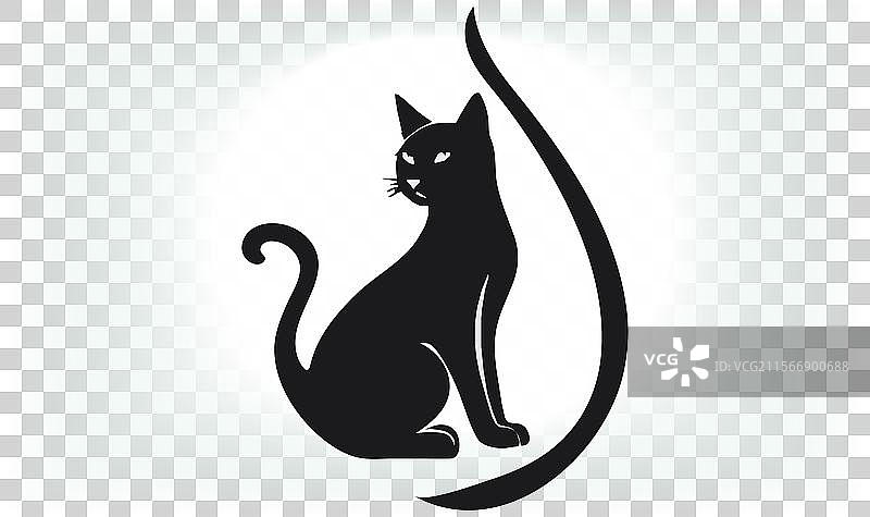 猫的剪影图标和标志，适合所有猫爱好者图片素材