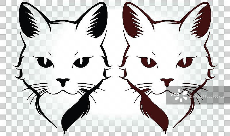 猫的剪影图标和标志，适合所有猫爱好者图片素材