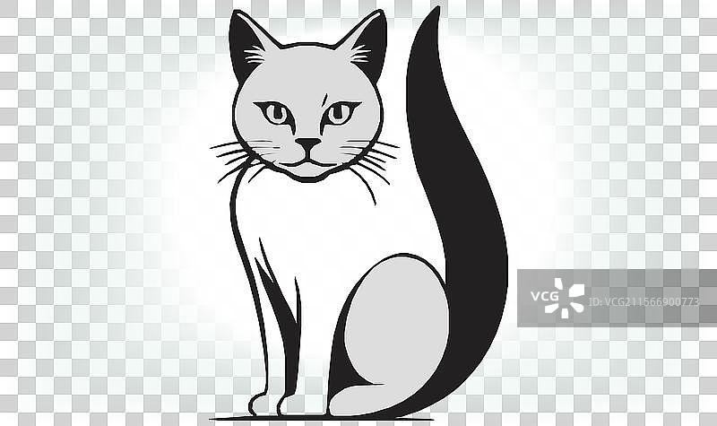 猫的剪影图标和标志，适合所有猫爱好者图片素材