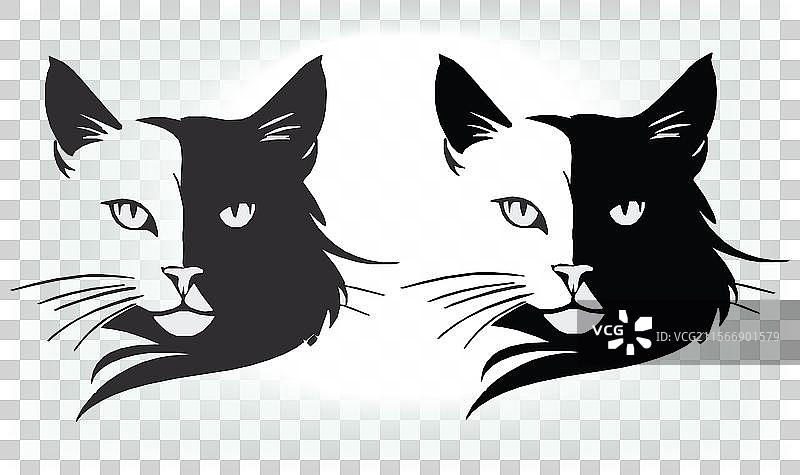 猫的剪影图标和标志，适合所有猫爱好者图片素材