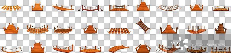 绳索桥图标集，各种木质设计图片素材