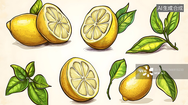 【AI数字艺术】柠檬，包装，绘画图片素材