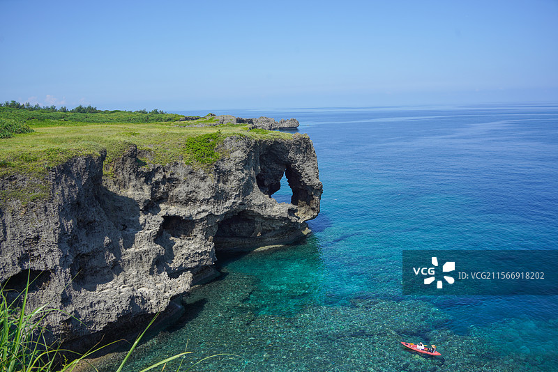 冲绳本岛西海岸恩纳村国家自然公园万座毛图片素材