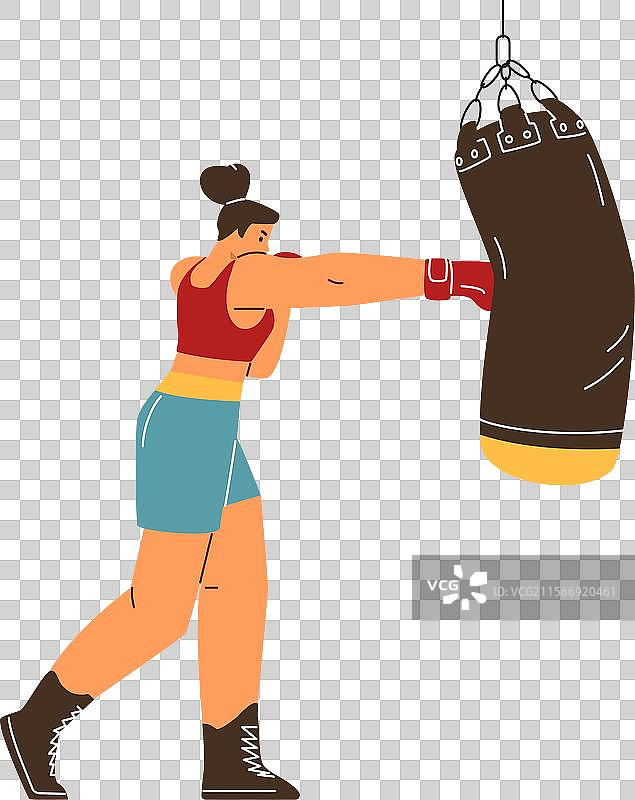 强壮的职业女性拳击手在锻炼图片素材