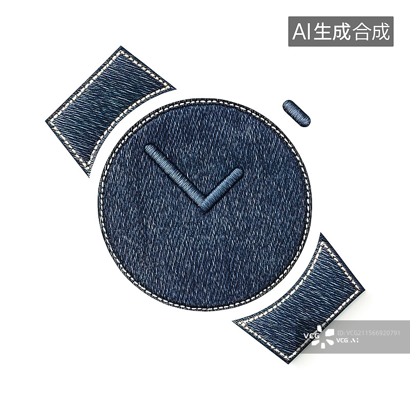 【AI数字艺术】牛仔材质手表图标图片素材