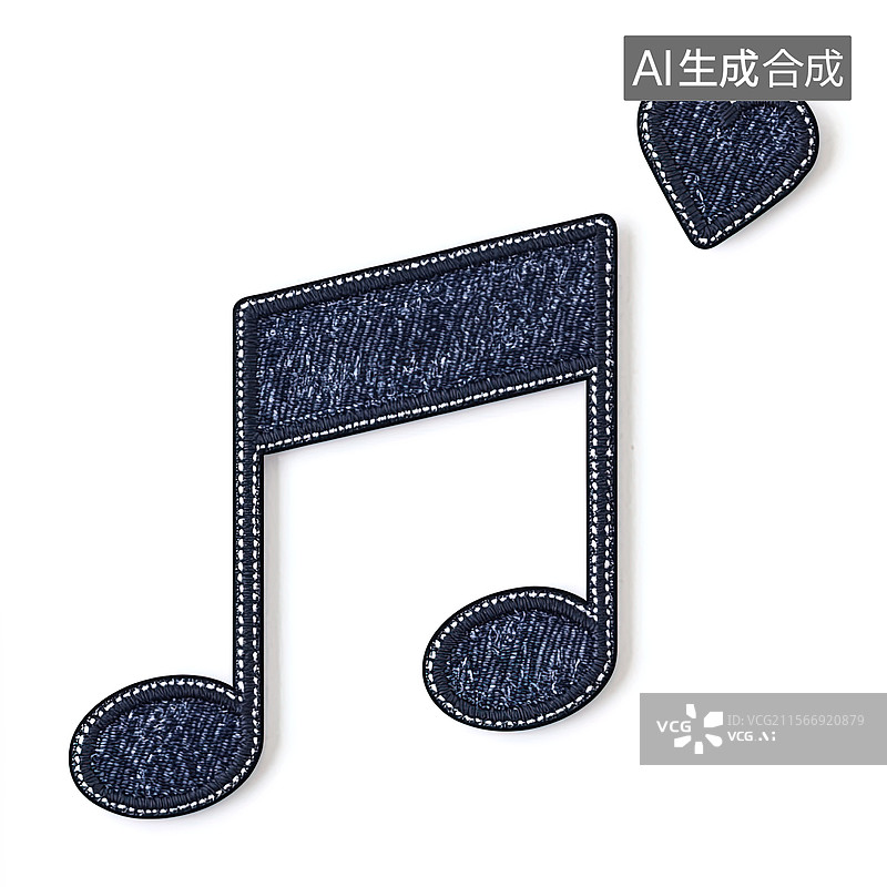 【AI数字艺术】牛仔材质十六分音符图标图片素材