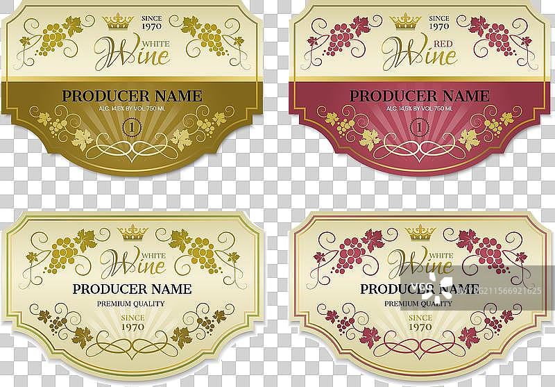 一组水平葡萄酒标签图片素材