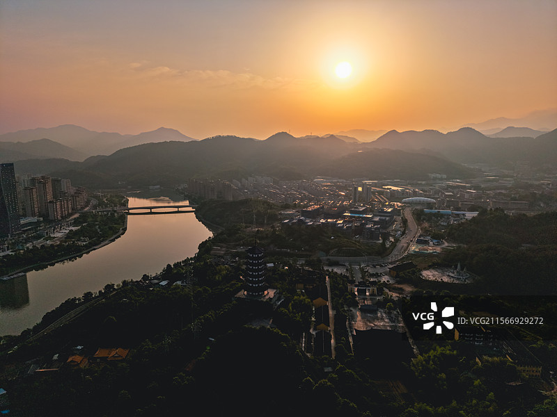 航拍浙江丽水市龙泉市图片素材