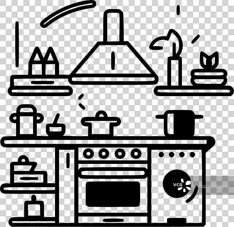 厨房 - 黑白色图片素材