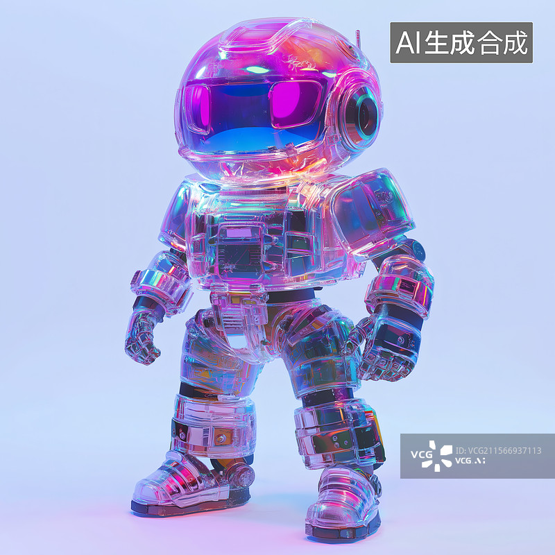 【AI数字艺术】炫彩透明机器人图片素材