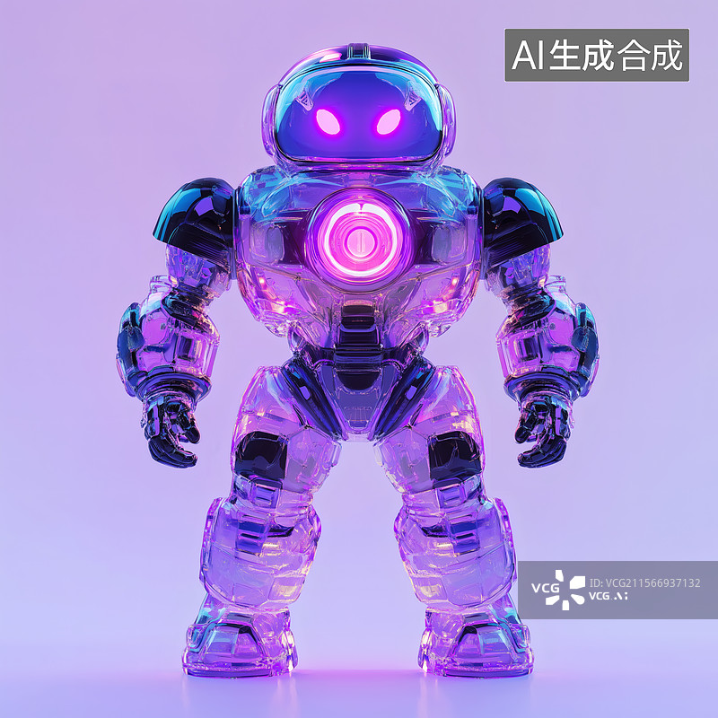 【AI数字艺术】炫彩透明机器人图片素材