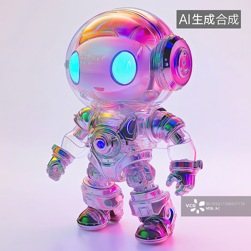 【AI数字艺术】炫彩透明机器人图片素材