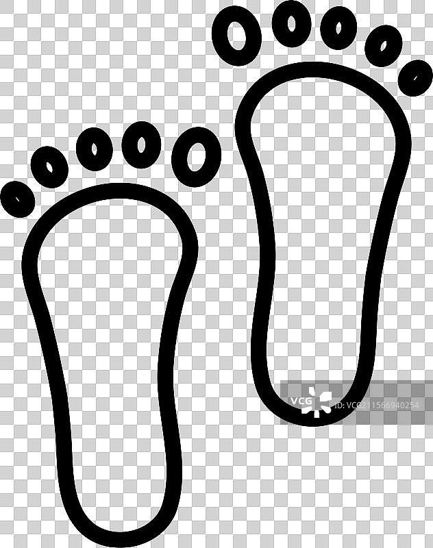 人类足迹图标集，用于追踪和路径标识图片素材