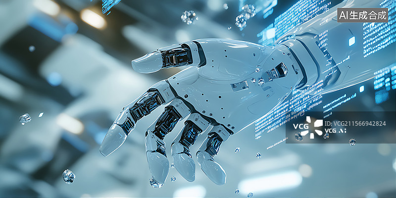 【AI数字艺术】人工智能机器人手臂特写科技背景图片素材