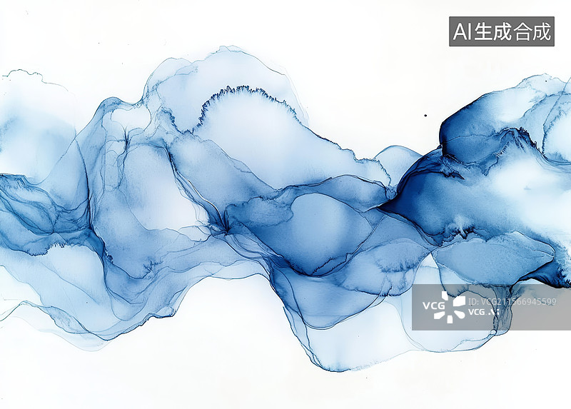 【AI数字艺术】蓝色抽象水墨艺术图片素材