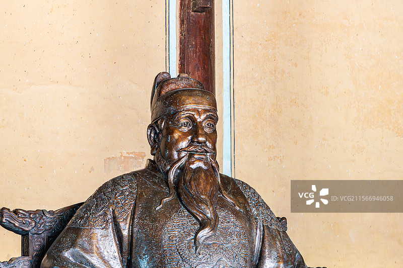 北京明十三陵，长陵，朱棣坐像图片素材