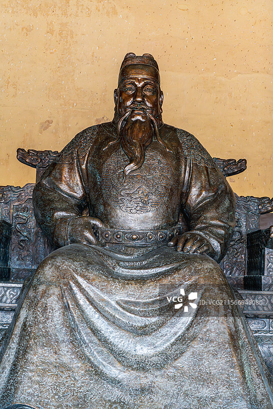 北京明十三陵，长陵，朱棣坐像图片素材