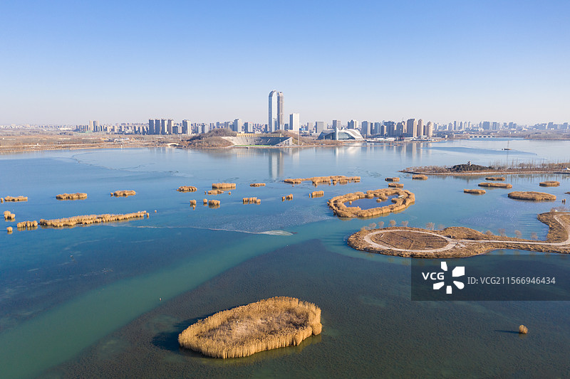 航拍宁夏银川城市风光图片素材