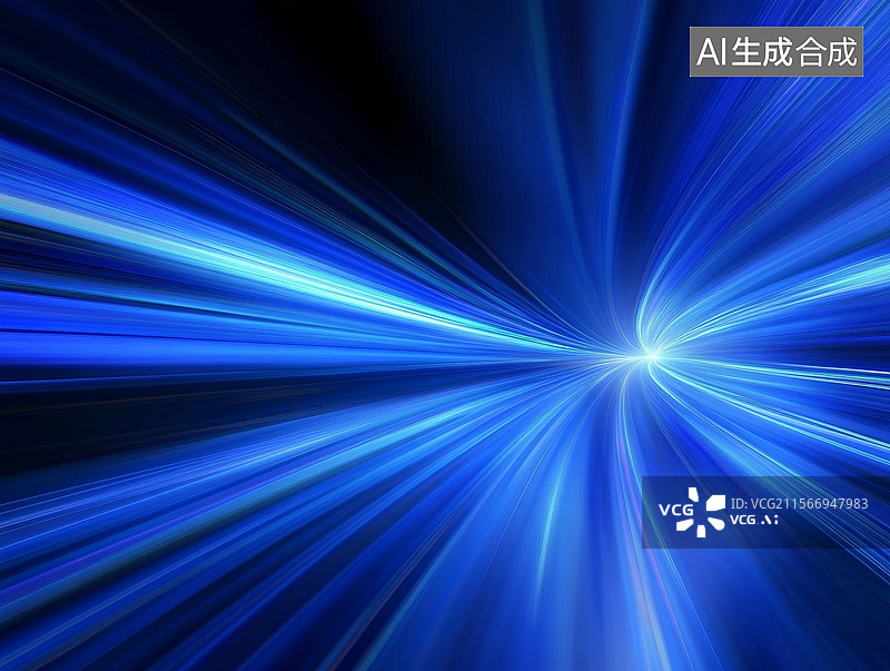 【AI数字艺术】蓝色光速效果背景图片素材