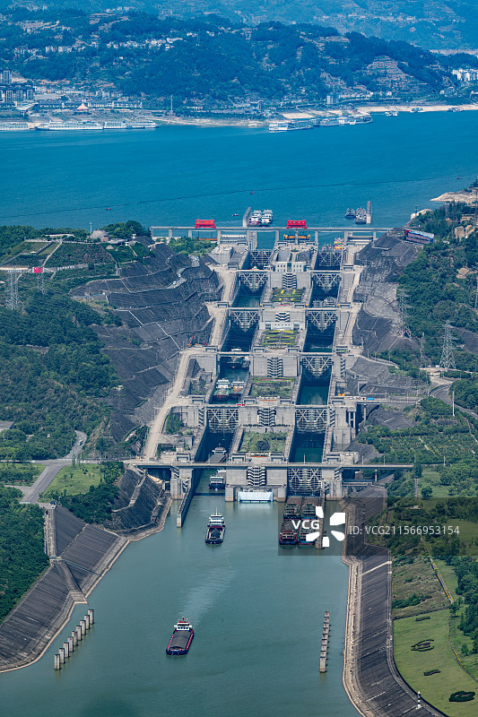 三峡大坝五级船闸图片素材