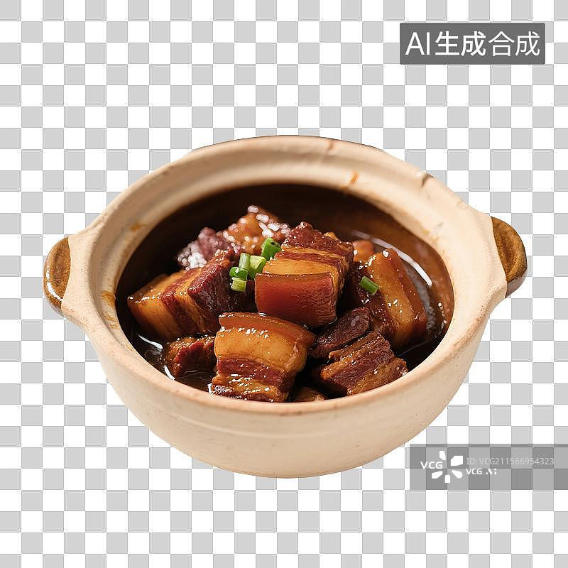 【AI数字艺术】家常菜，下饭菜，东坡肉，五花肉，红烧肉，猪肉，砂锅里的红烧肉图片素材