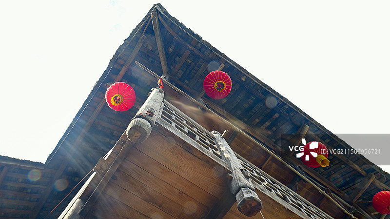 湖北恩施州4A景区彭家寨吊脚楼楼群图片素材