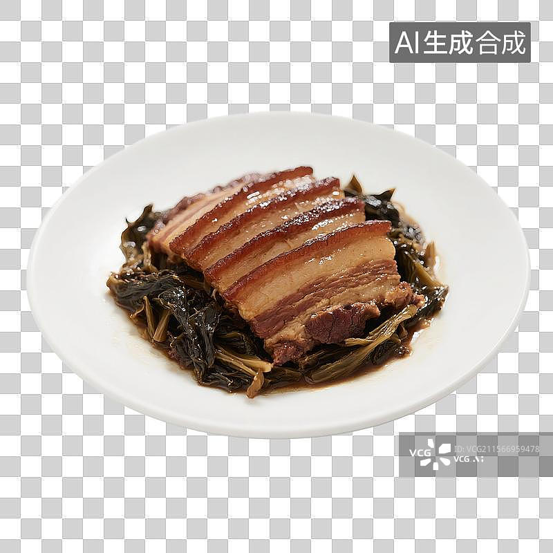 【AI数字艺术】梅菜扣肉，特写，中餐美食，免抠元素图片素材