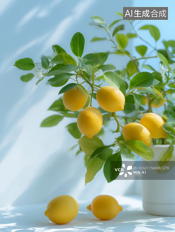 【AI数字艺术】清新柠檬插画图片素材