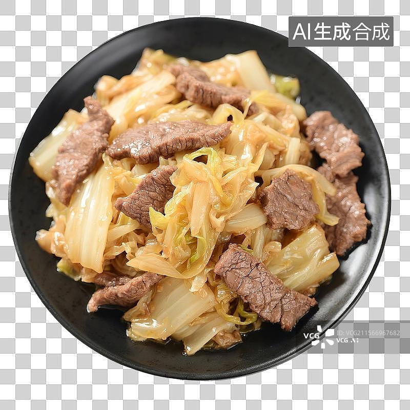 【AI数字艺术】家常菜，下饭菜，大白菜炒肉，炒菜，中餐美食，免抠元素图片素材