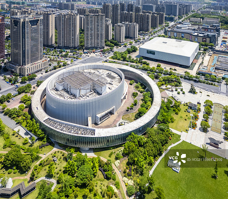 绍兴诸暨西施大剧院航拍图片素材