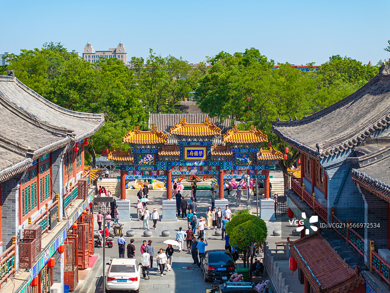 航拍立夏的正定古城荣国府，86版本红楼梦拍摄取景地图片素材