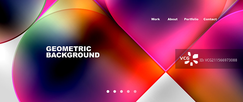 几何抽象玻璃效果，带有圆形和图片素材