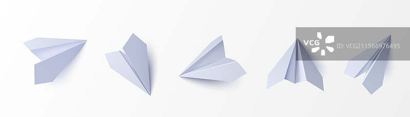 不同角度的纸飞机3D模型图片素材